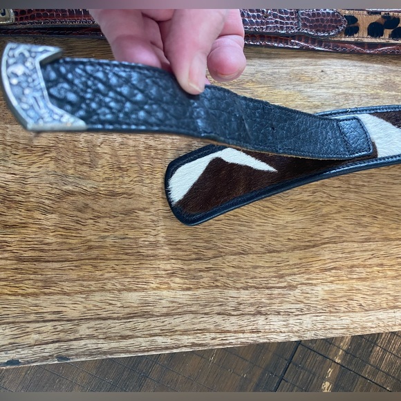 🌸Set of 2 Vintage FALCHI/APPLE ACC Cowboy Leather Belts - Picture 7 of 11